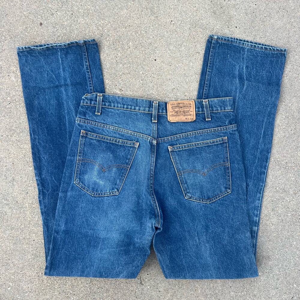 Vintage 80s Levi’s orange tab 517 boot cut blue denim jeans 36x36